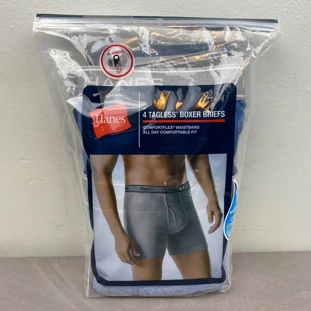 HANES Boxer Briefs Men's‎ L 36 38 4 Pack Assorted Tagless Comfort Flex J7l434